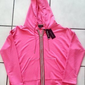 Tommy Hilfiger Women's Hoodie Full Zip Pockets Pink Size Medium Fashion NWT